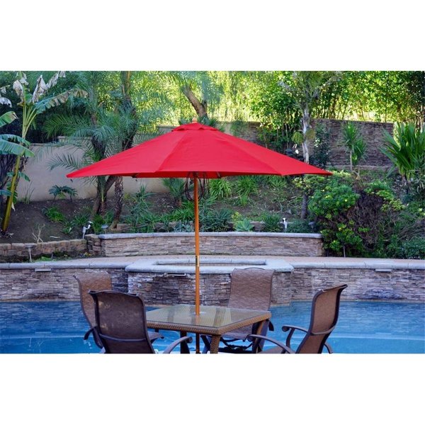 Propation 9 ft. Wooden Umbrella Fabric, Red PR2593744